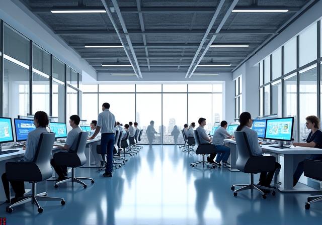 Oficina corporativa con realidad aumentada